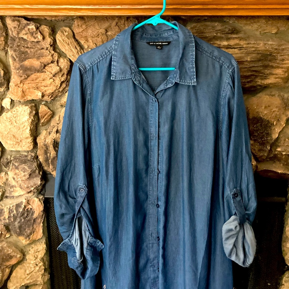 Denim long sleeve button  shirt 2x